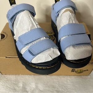 Dr. Martens Zen Blue Klaire Leather Strap Sandals Girls Sz 2~NWB